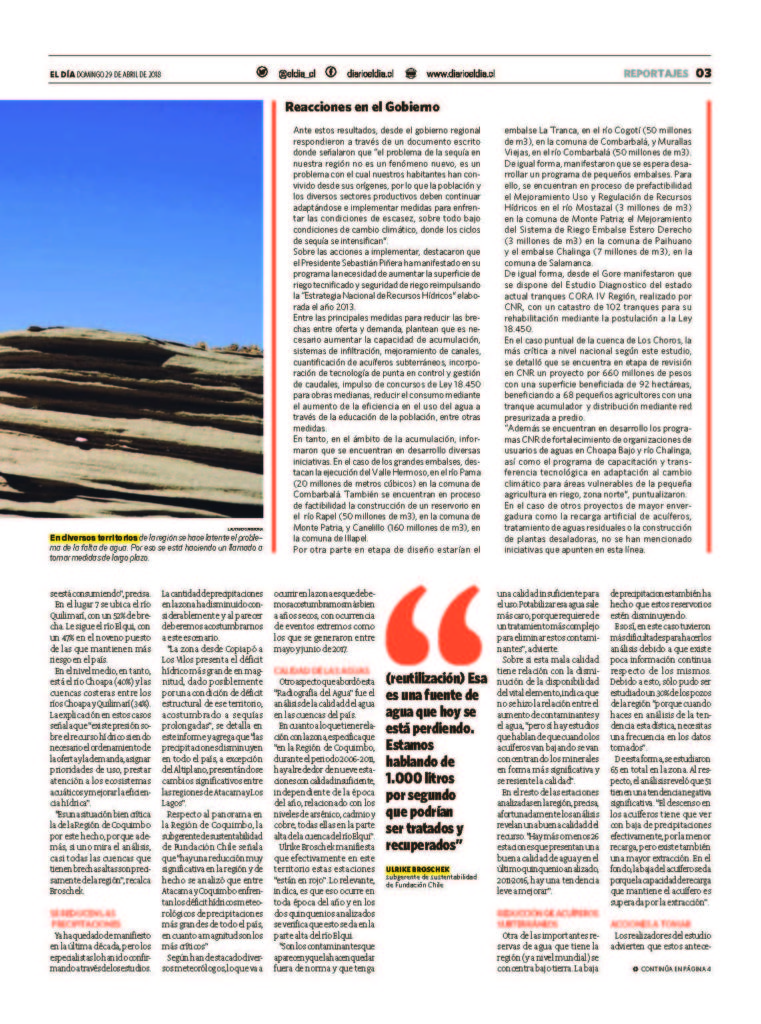 escasez de agua en la región Coquimbo